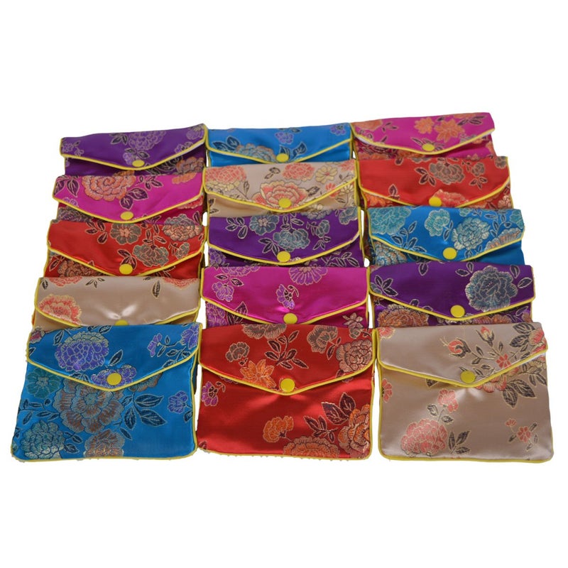 Baitaihem 15 Pack Jewelry Purse Pouch Gift Bags Chinese Silk Style Brocade Embroidered Bag,Multiple Colors(Large) - Image 1